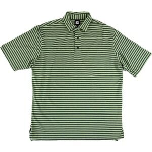 FootJoy FJ Men's XL Green‎ Gray Striped Golf Performance Polo Extra Large